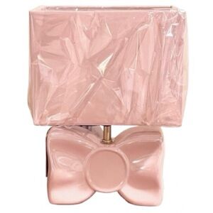 🆕- NWT KARMA HOME COQUETTE CERAMIC PINK BOW LAMP w/ Matching Pink Shade.